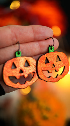 PREORDER Glittery Jack-O'-Lantern Earrings