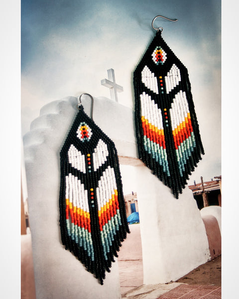 Southwestern Feathers Beaded Earrings