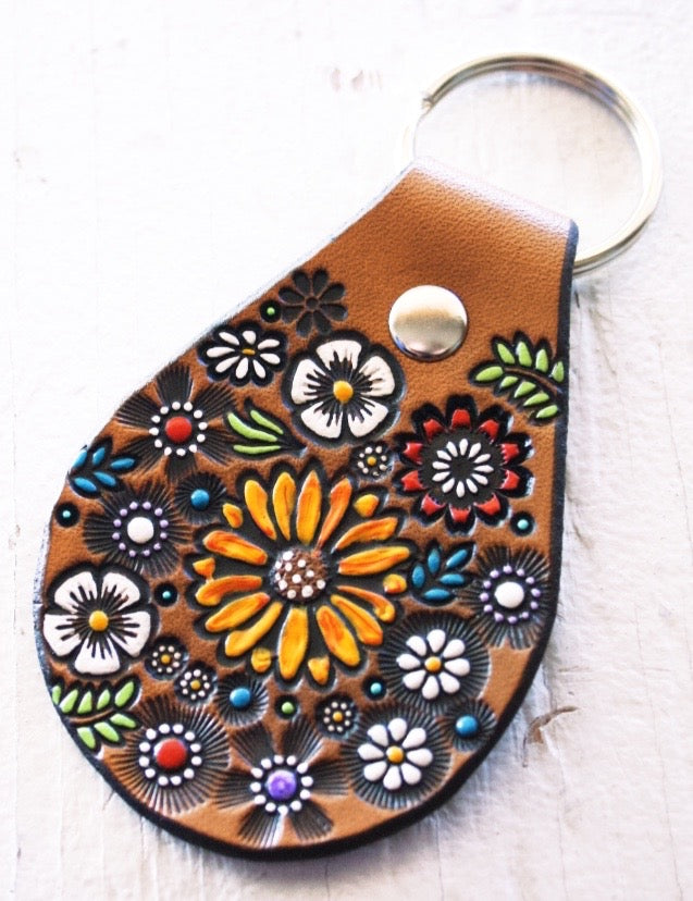 Sunflower and Wildflowers Keychain