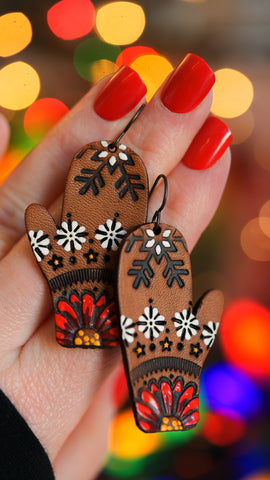 Floral Snowflake Mitten Earrings