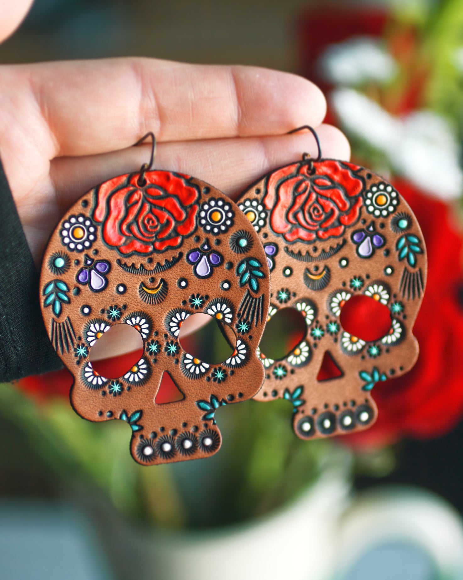 PREORDER Rosario - Large Sugar Skull Earrings