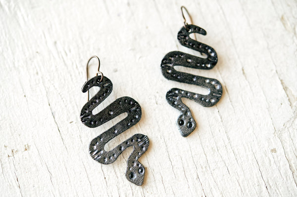 Silver Ombre Snake Earrings