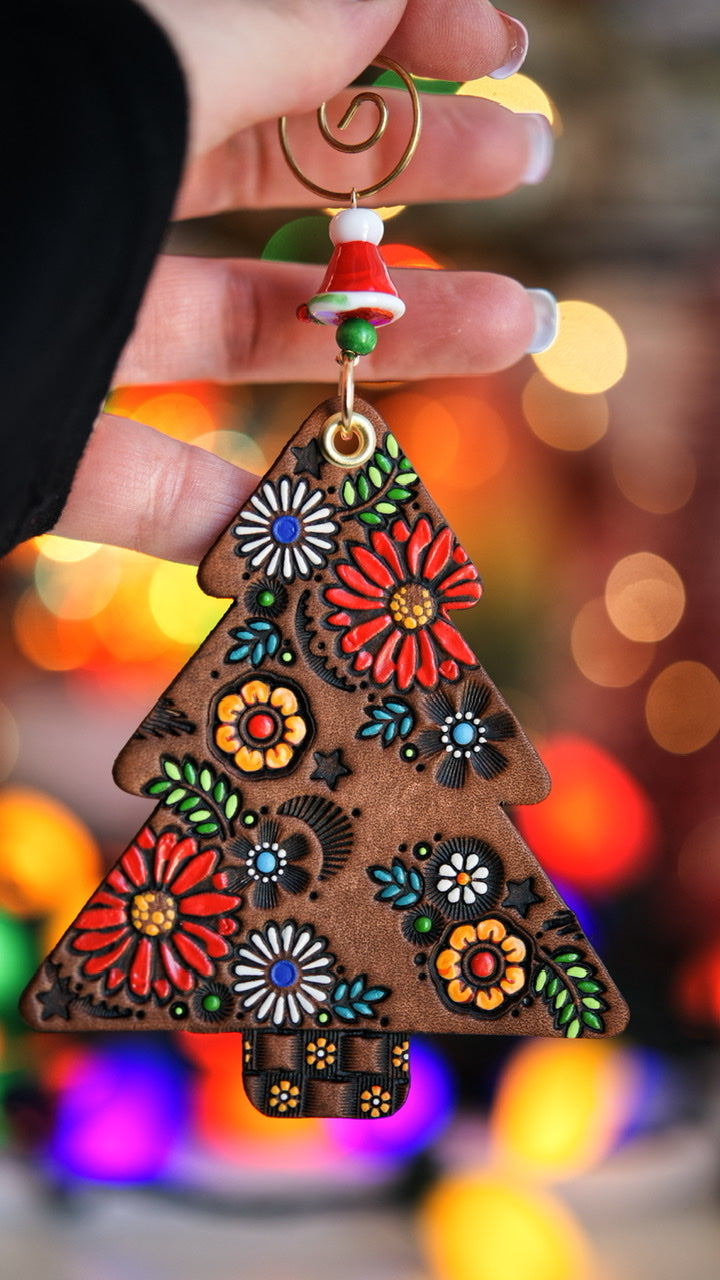 Poinsettia and Wildflower Christmas Tree Ornament