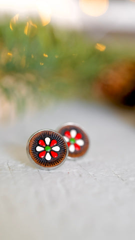 Red & White Candy Stripes Post Earrings