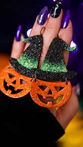 PREORDER Pumpkinhead Witchy Ghoulish Green Earrings