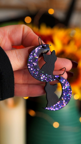 Preorder - Violet Sparkle Dreaming Cats Earrings