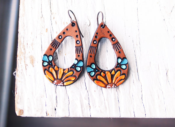Mini Sunflower teardrop earrings