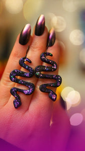 Preorder - Violet Sparkle Snake Earrings