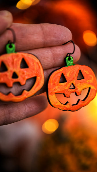 Preorder - Swirly Jack-O'-Lantern Earrings