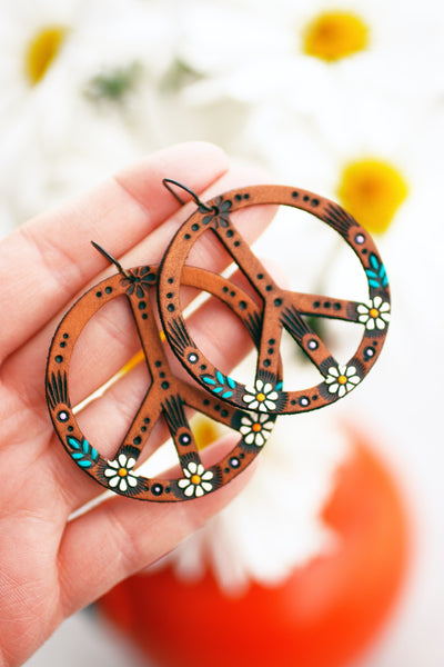 Classic Daisy Peace Symbol Earrings