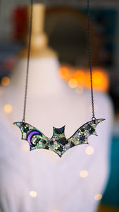 Preorder - Starry Skies Black Bat Necklace
