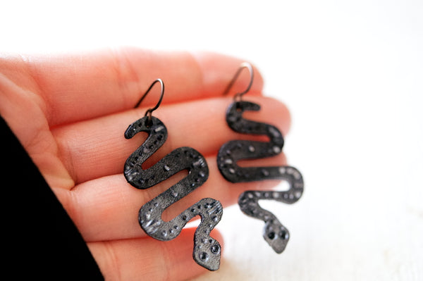 Silver Ombre Snake Earrings