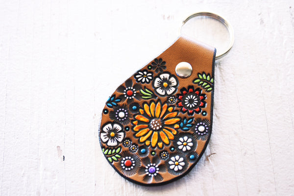 Sunflower and Wildflowers Keychain