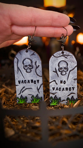 Vacancy/No Vacancy Tombstone Earrings