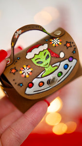 Christmas Alien Mini Purse Key Chain