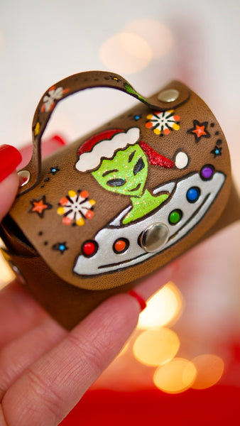 Christmas Alien Mini Purse Key Chain