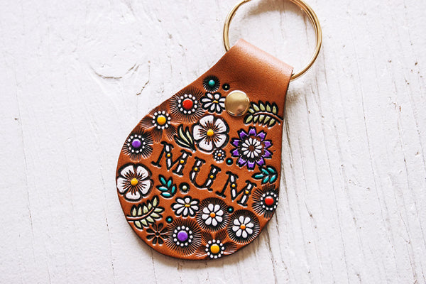 Mom or Mum Wildflower Keychain
