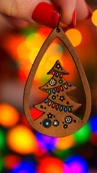 Christmas Tree Teardrop Earrings