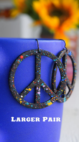 Classic & Smaller Black Peace Splatter Earrings