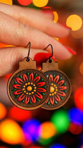 Poinsettia Ball Ornament Earrings