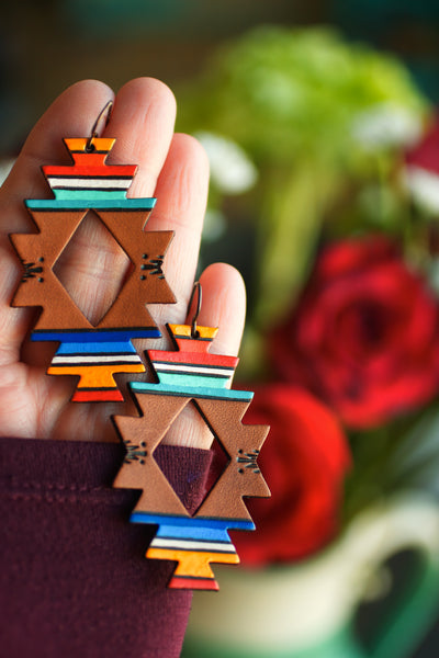 Serape Stripe Leather Earrings