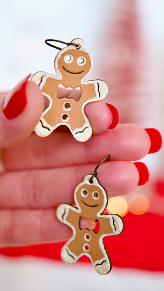 Sparkly Gingerbread Man Earrings