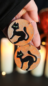 Preorder - Scaredy Cat on a Full Moon Earrings