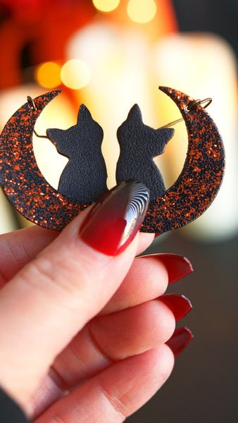 Preorder - Cat's Dream Earrings - Pumpkin Orange Sparkles