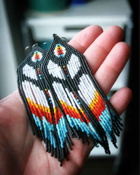 Southwestern Feathers Beaded Earrings