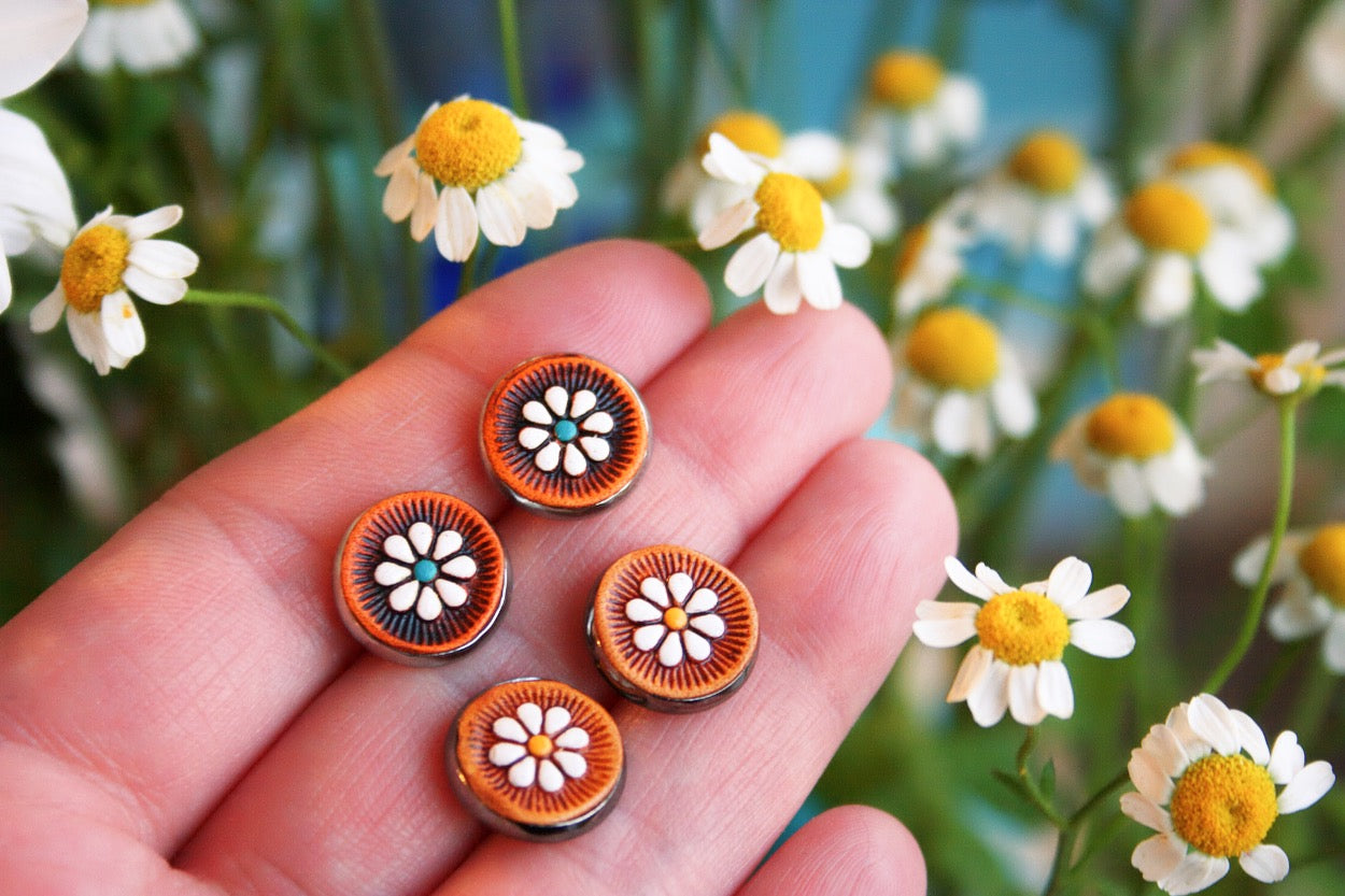 Floral Leather Stud Earrings