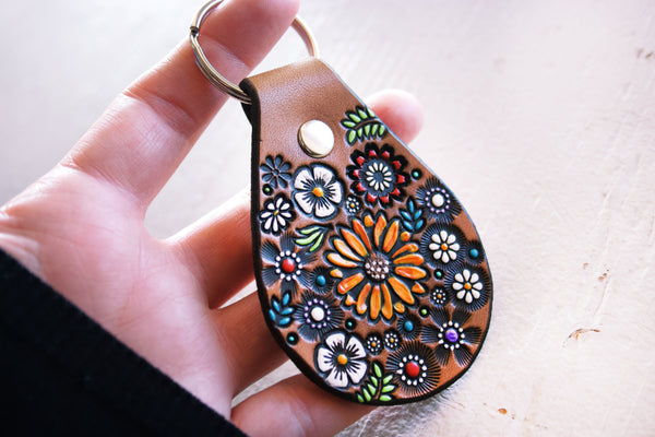 Sunflower and Wildflowers Keychain