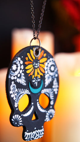 Preorder - Spiderwebby Sugar Skull Necklace