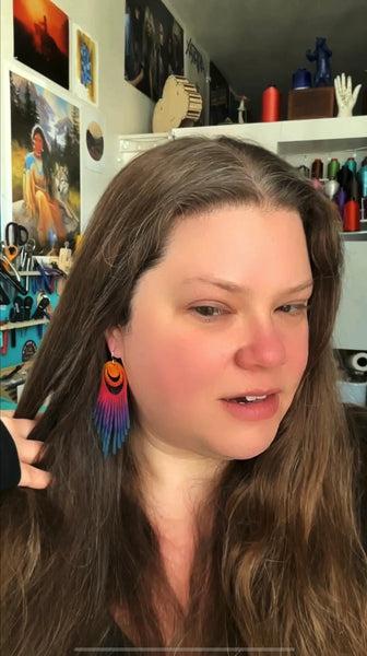 Rainbow Moon Fringe Earrings