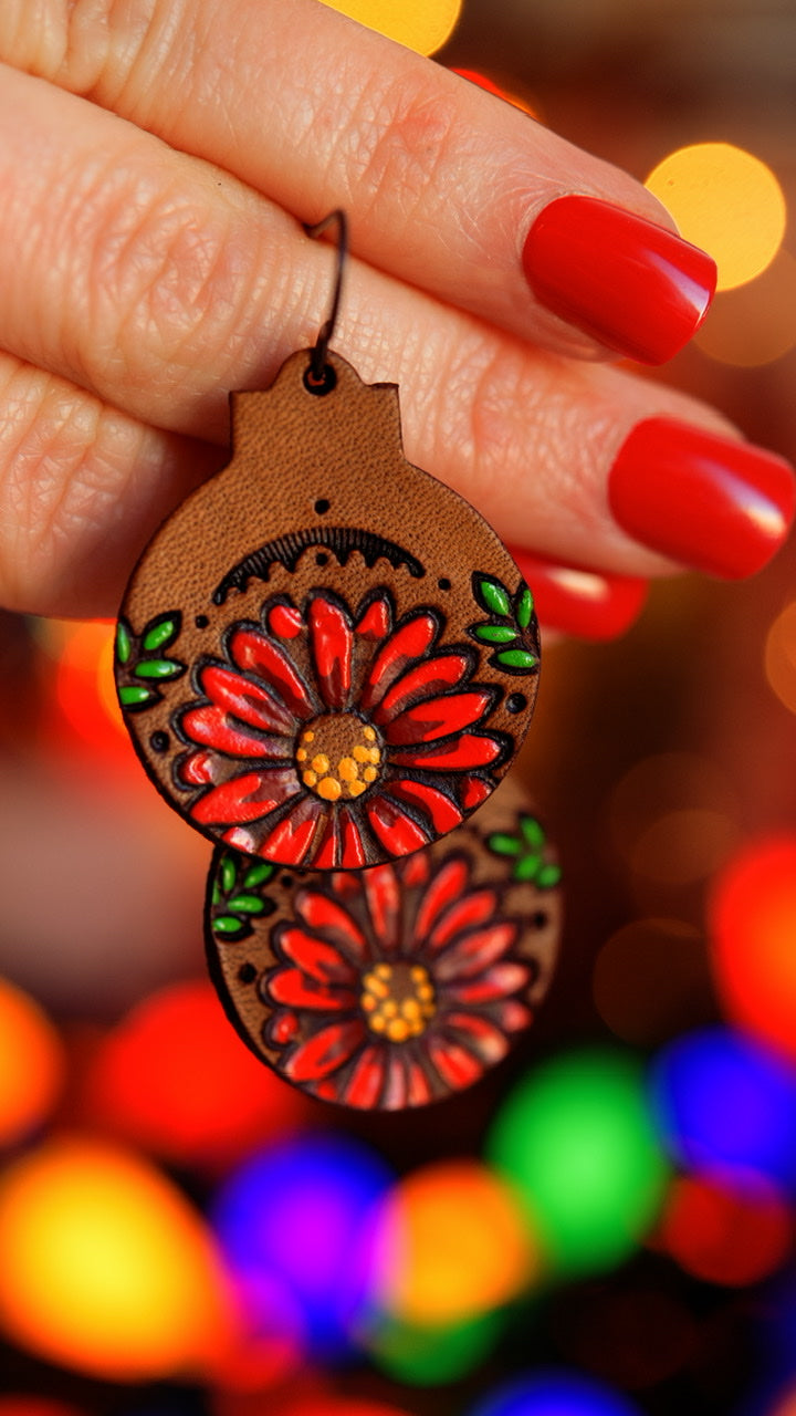 Poinsettia Ornament Earrings