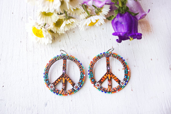 Rainbow Beaded Peace Signs - Pick your Size