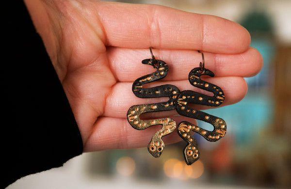 PREORDER Rose Gold Snake Earrings