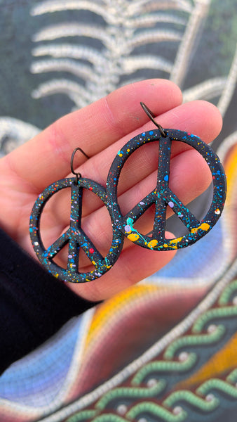 Classic & Smaller Black Peace Splatter Earrings