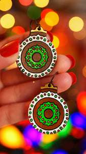 Whimsical Christmas Wreath - Ball Ornament Earrings