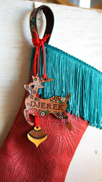 The Carly Christmas Stocking - Turquoise Fringe