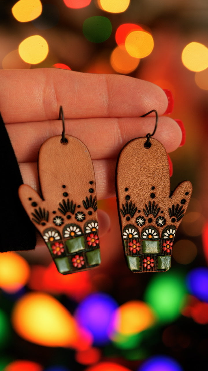 Daisies and Basketweave Mitten Earrings