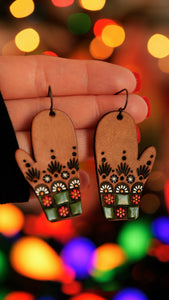 Daisies and Basketweave Mitten Earrings