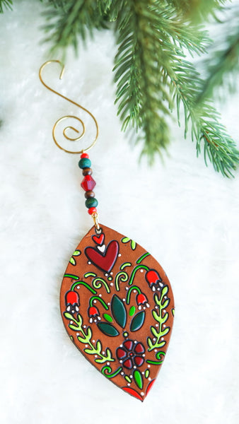 Folk Heart Christmas Ornament