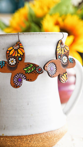 Butterflies and Wildflowers Earrings - two sizes