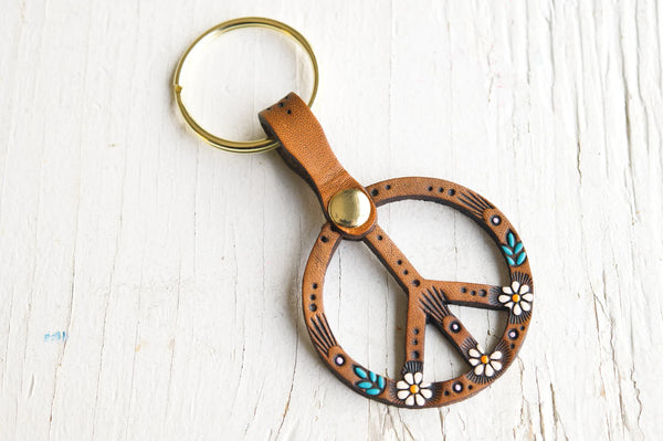 Classic Daisy Peace Keychain Fob