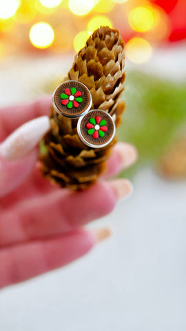 Red & Green Candy Stripes Post Earrings