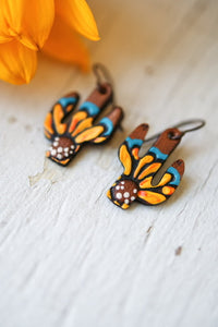 Mini Sunflower Cactus Leather Earrings