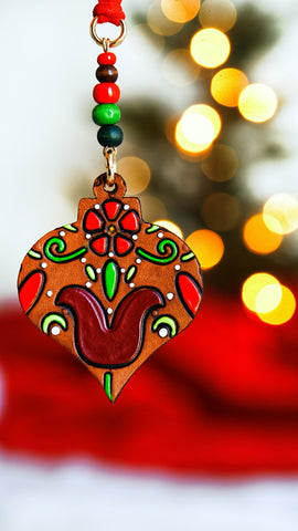 Folk Art Floral Christmas Ornament