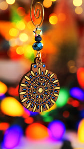Retro Gold & Blue Shimmery Ornament