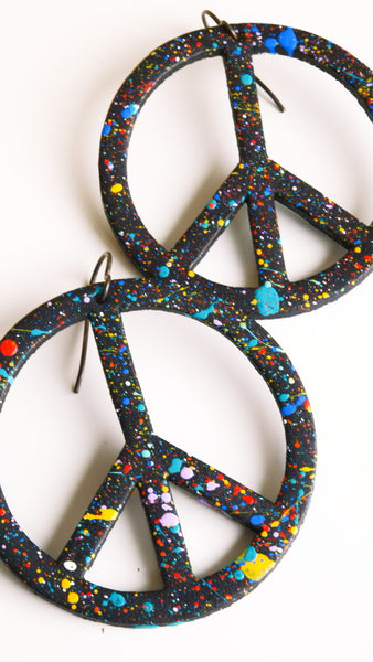 Classic & Smaller Black Peace Splatter Earrings