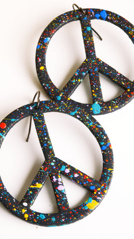 Classic & Smaller Black Peace Splatter Earrings